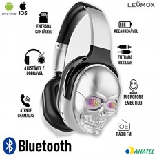 Headphone Bluetooth Caveira LEF-1023A Lehmox - Prata